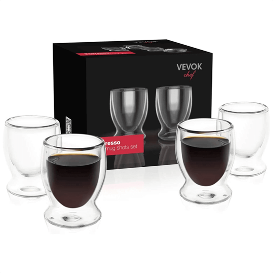 VEVOK CHEF Espresso Glass Cups Double Wall Glass