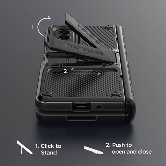 Picture of VRS DESIGN QuickStand Pro case for Galaxy Z Fold 4 (Matte Black)